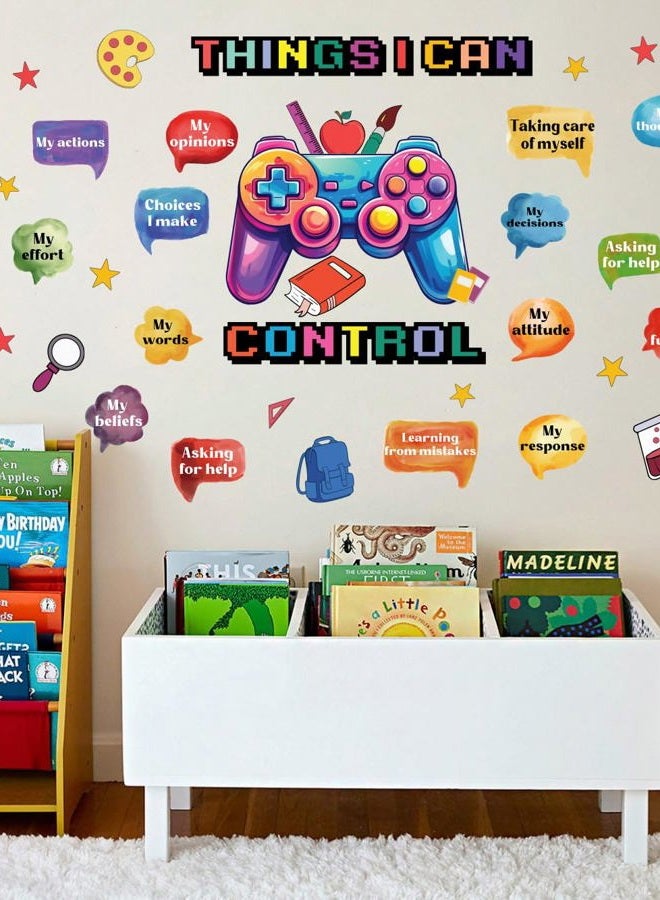 YIMEHDAN Things I Can Control Watercolor Game Wall Decal, Psychologically Inspirational Quote Vinyl Wall Sticker, Removable Gamer Self Affirmation Artwork for School Classroom Playroom Game Room Decor - Image 2