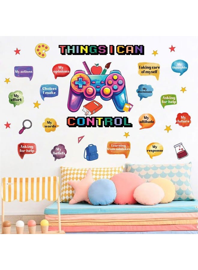 YIMEHDAN Things I Can Control Watercolor Game Wall Decal, Psychologically Inspirational Quote Vinyl Wall Sticker, Removable Gamer Self Affirmation Artwork for School Classroom Playroom Game Room Decor - Image 1