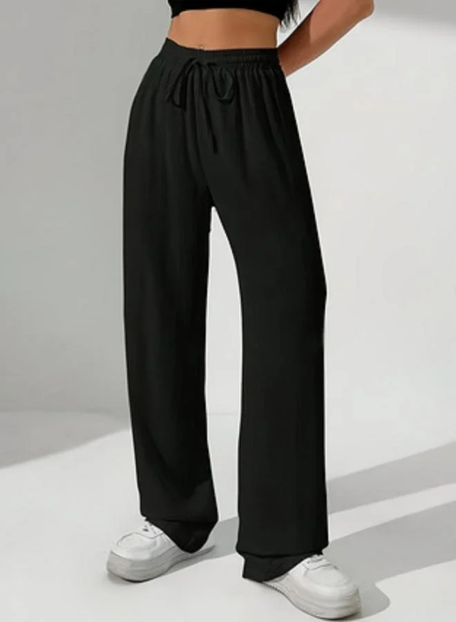 Take Two  Black Elasticated Waistband Straight Leg Pants for Women | Best Price UAE