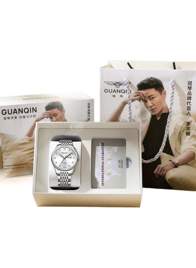 GUANQIN ساعة ميكانيكية للرجال بجودة سويسرية، ساعة رجال ذات تقويم مزدوج، ساعة رجال أوتوماتيكية مقاومة للماء، ساعة علامة تجارية للأعمال - Image 1