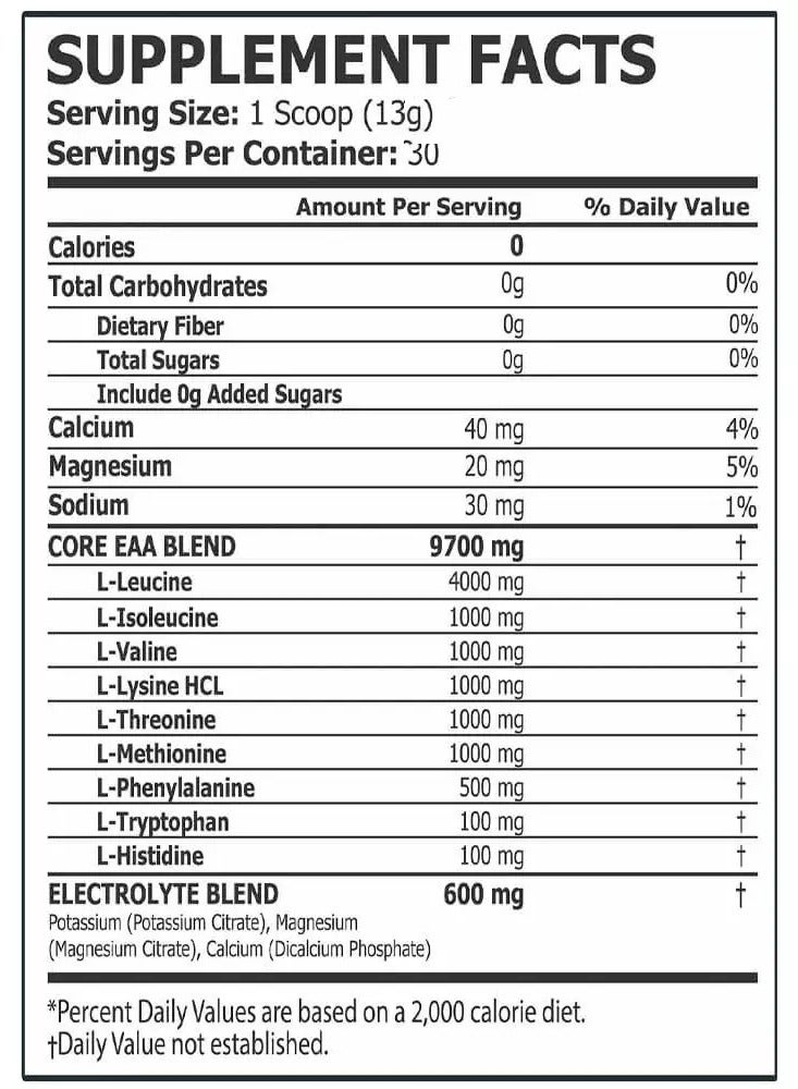 كور تشامبس الأحماض الأمينية الأساسية من كور تشامبس EAA بنكهة الليمون والليمون 390 جم 30 حصة - Image 2