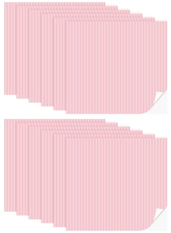 Flutesan 12 Pcs Miniature Dollhouse Wallpaper and Flooring Peel and Stick Mini DIY Self Adhesive Dollhouse Accessories 8.27 x 11.69 Inch (Pink Stripes) - Image 1
