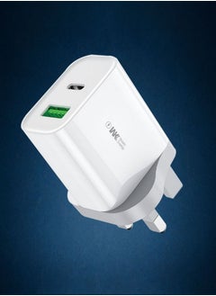 High Quality 20-Watt Fast charger, 20 W Power Adapter, Fast Wall Charger, Compatible With All Types of Iphone, Android, Ipad, Tablet, USB C and USB ports, Quick Charge, 3 port Wall Plug, WP-U53
