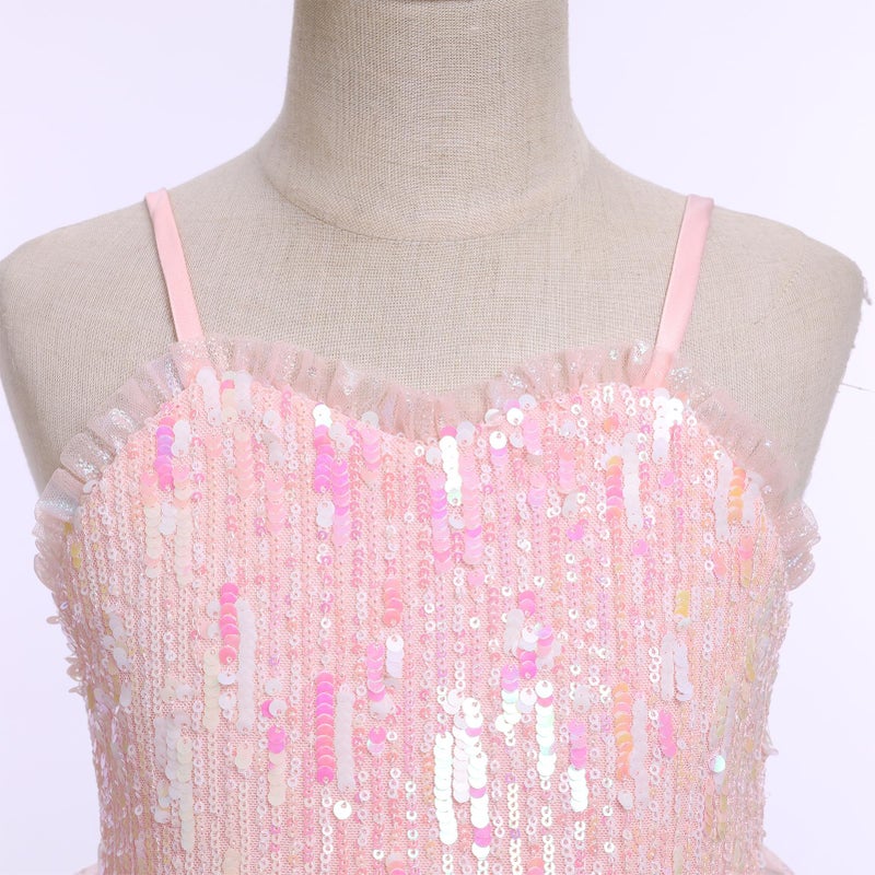 IMEKIS Pageant Dresses for Toddler Girls: Kids Sparkly Sequin Tulle Princess Tea Party Formal Wedding Guest Fairy Baby 9th 10th Birthday Outfit Photoshoot Graduation Pink 9-10 Years - Image 4