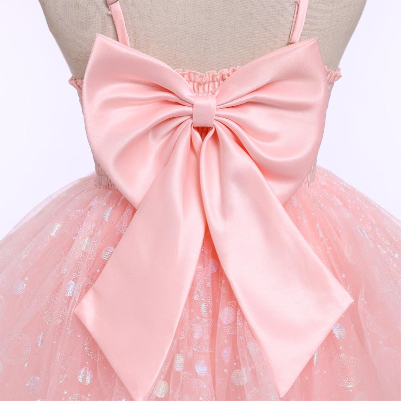 IMEKIS Pageant Dresses for Toddler Girls: Kids Sparkly Sequin Tulle Princess Tea Party Formal Wedding Guest Fairy Baby 9th 10th Birthday Outfit Photoshoot Graduation Pink 9-10 Years - Image 5