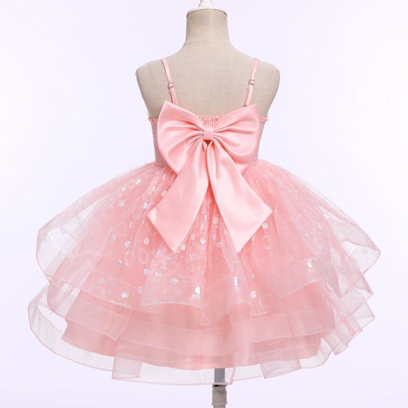 IMEKIS Pageant Dresses for Toddler Girls: Kids Sparkly Sequin Tulle Princess Tea Party Formal Wedding Guest Fairy Baby 9th 10th Birthday Outfit Photoshoot Graduation Pink 9-10 Years - Image 3