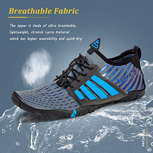 WateLves Water Shoes Mens Womens Beach Swim Shoes Quick-Dry Aqua Socks Pool Shoes for Surf Yoga Water Aerobics (B/Blue Gray, 44) - Image 3