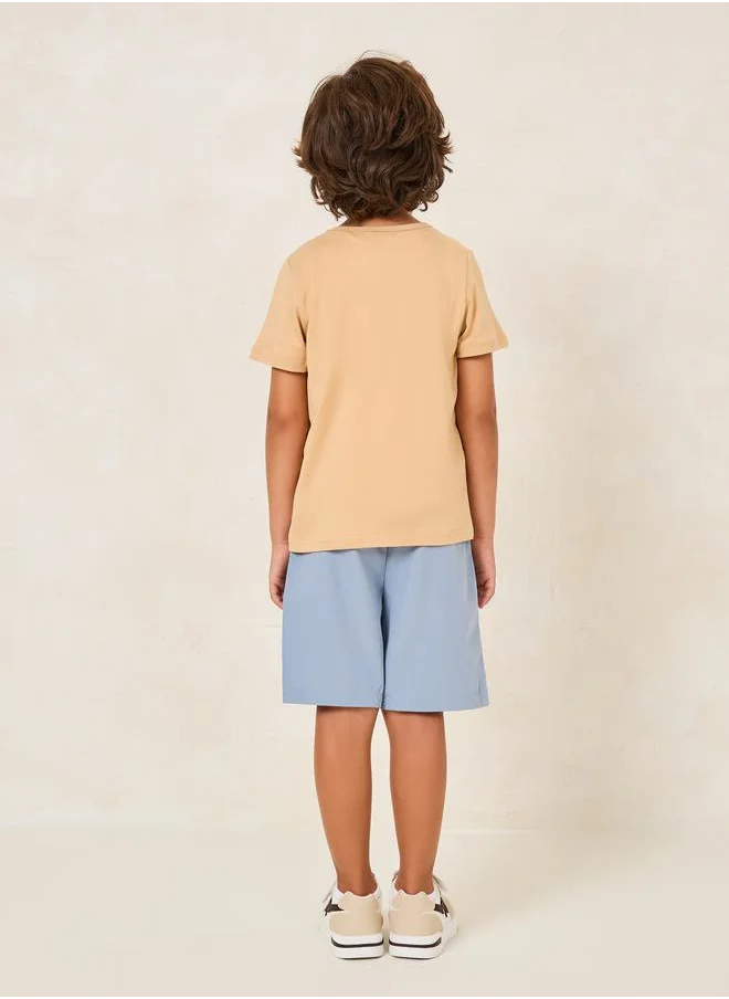 Styli Toddler Boys Printed Tee & Patch Short Set