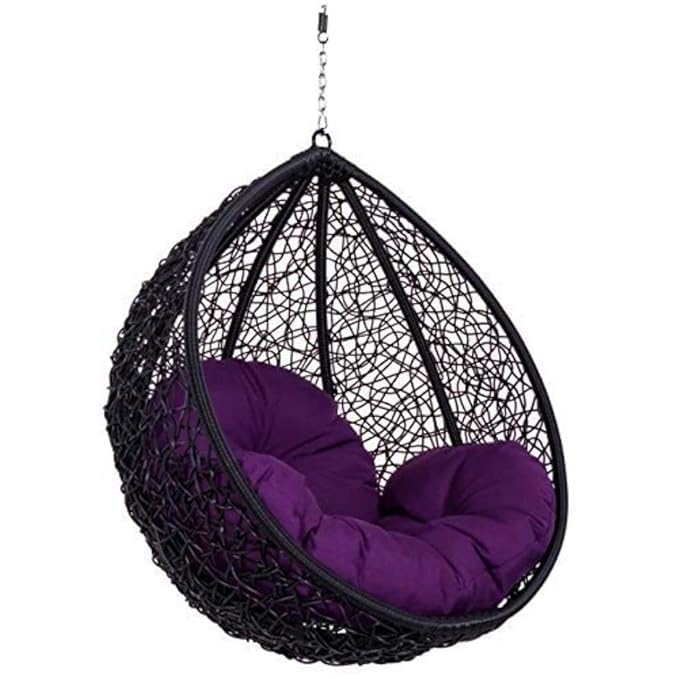 UNIFORT Patio Wrought Iron 1 Seater Hammock Swing Chair Without Stand with Cushions for BalconyPatioIndoorPorchYardOutdoor FurnitureGardenOutdoor Black_Green