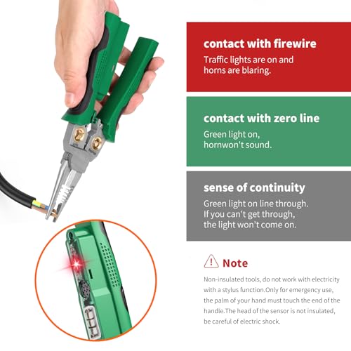 GADO Pro 8-in-1 Wire Crimper Stripper with Voltage Detector & Dual Alarms - Heavy Duty 12-250V AC/DC Tester for Hot/Neutral Wires - Electrician, HVAC, Car Repair Tool (Green) - Image 2
