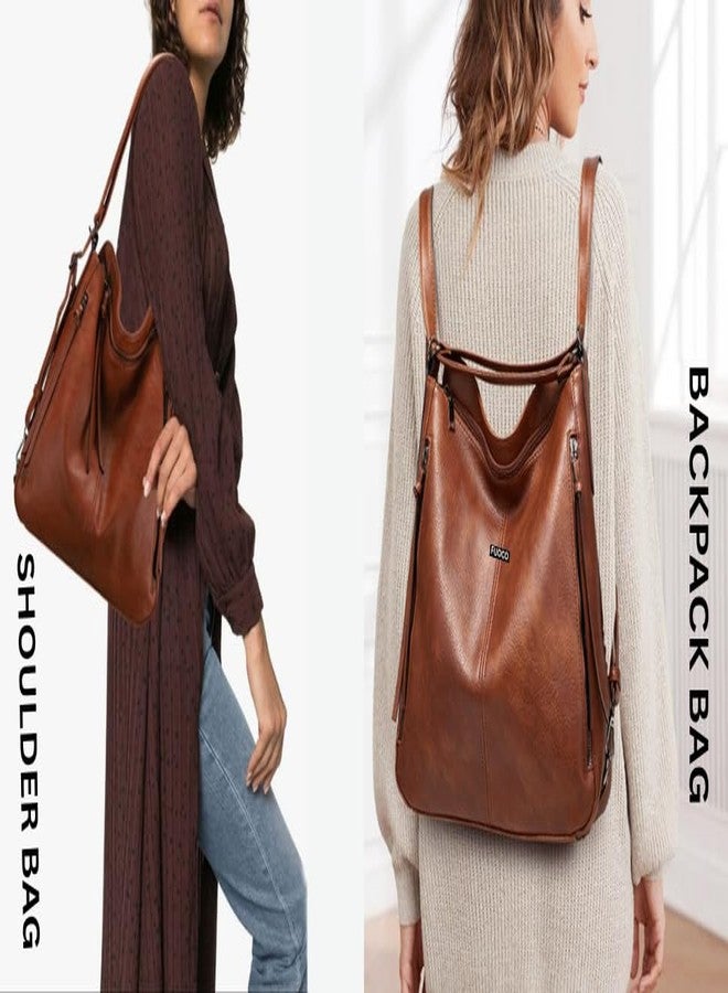 FUOCO Premium PU Faux Leather Handbags, Convertible 2 in 1 Hobo Large Shoulder Bag for Women, Office and Travel Tote Big Purse for Ladies with Long Strap - Image 2
