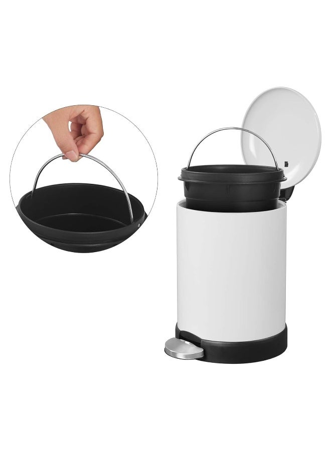 AKC 5L Stainless Steel Pedal Trash Can - Modern White Powder-Coated Waste Bin with Slow-Close Lid for Kitchen & Office - Image 2
