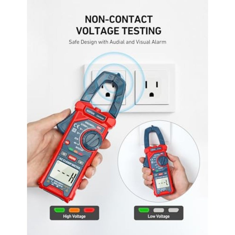 Digital Clamp Meter Multimeter 2000 Counts Amp Voltage Tester Auto-ranging with AC/DC Voltage, AC Current, Resistance, Capacitance, Continuity, Live Wire Test, Non-Contact Voltage Detection - Image 3