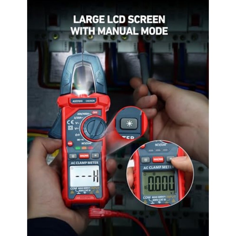 Digital Clamp Meter Multimeter 2000 Counts Amp Voltage Tester Auto-ranging with AC/DC Voltage, AC Current, Resistance, Capacitance, Continuity, Live Wire Test, Non-Contact Voltage Detection - Image 4
