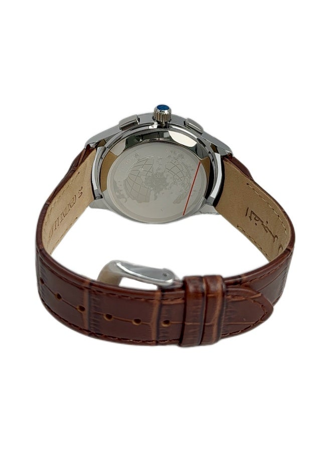 Al Fajr Analogue and digital dual-display round dial watch with brown leather strap and black dial Minimalist and fashionable style watch WW-22SBL-ZS - Image 4