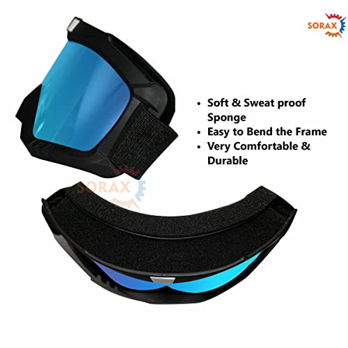 SORAX 3 in 1 Detachable Mask with Foam face shield Protective Goggles for Bike Scooter Motorcycle (Blue) - Image 4