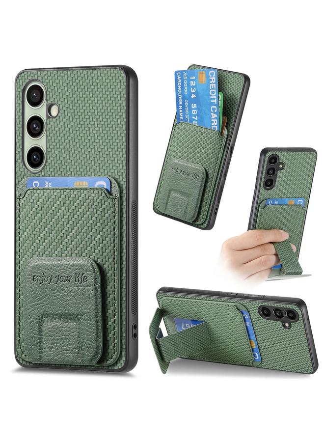 S-TOP Case For Samsung Galaxy A36 Carbon Fiber Card Bag Fold Stand Phone Case - Image 1