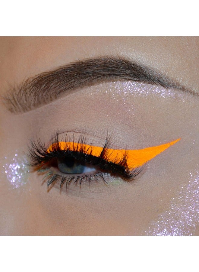 DELISOUL UV Neon Liquid Eyeliner, Matte Colored Eyeliner Pen, Waterproof Smudge-proof Pigmented Eye Liner, Glow Brightly Under UV Lights, Colorful Eye Makeup For Halloween Christmas Rave, Neon Orange - Image 2