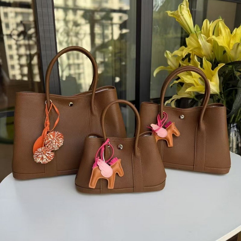 2026 New Model Top-Layer Cowhide Pebbled Leather 25Cm 30Cm 36Cm Garden Bag Genuine Leather Handbag Versatile Crossbody Bag - Image 5