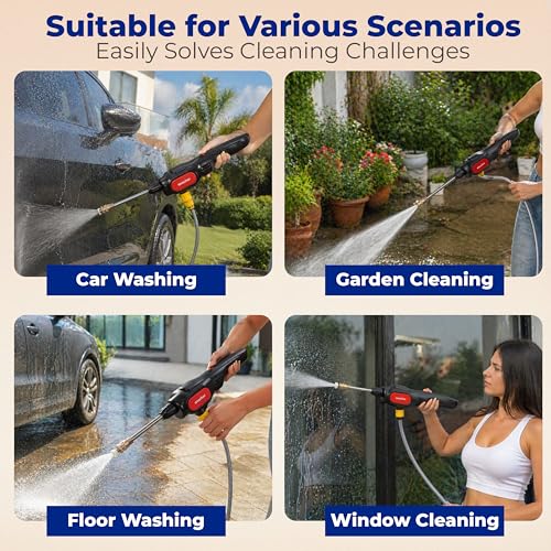 Woscher AquaVolt Cordless Portable Wireless Pressure Washer for Car Wash Bike Washing and Multipurpose Cleaning | 156W | 7500mAh | 330 PSI | Triple Battery | |10L/Min | 12+6 Months Warranty - Image 3