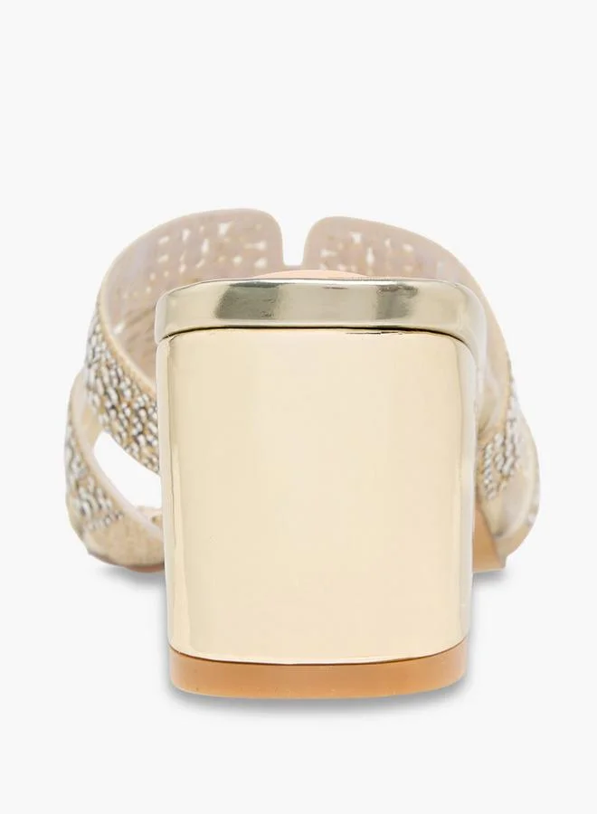 Flora Bella By Shoexpress GOLD Flora Bella Women Block Heel Sandals for Women | Best Price UAE