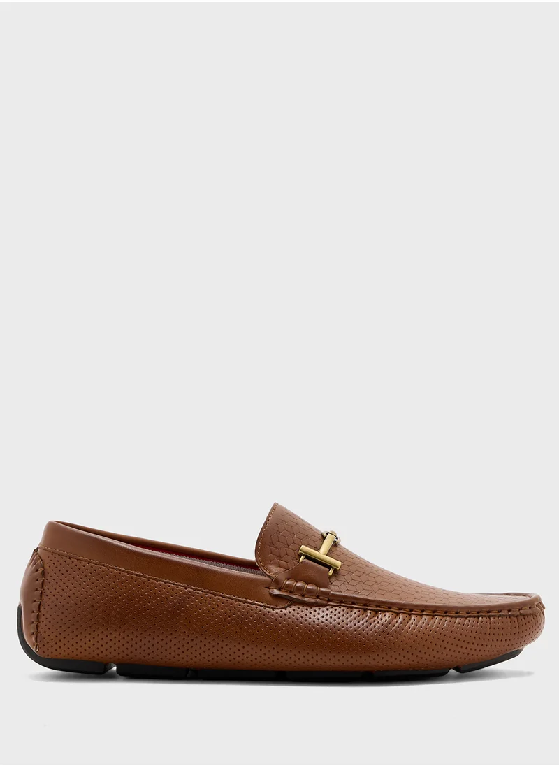 Robert Wood Trim Detail Textuted Loafers