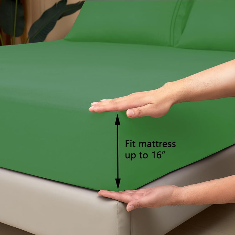 Mejoroom Bed Sheets Set - Extra Soft Luxury Full Size Sheets with 16 Inch Deep Pocket - Premium Bedding Collection - Breathable, Wrinkle, Fade & Stain Resistant - 4 Piece (Full, Calla Green) - Image 3