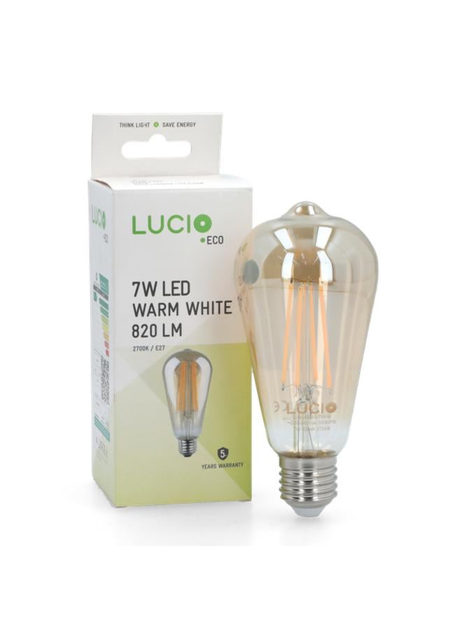 Lucio Eco 7W 2700K 820LM E27 Filament LED Bulb Warm White L-BL-0210-7W-G - Image 1