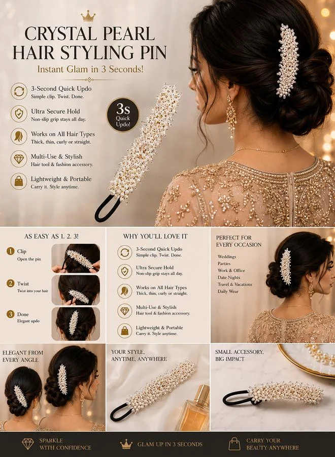 Take Two Crystal Beaded Hair Stick and Hair Bun Maker