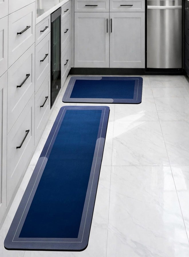CANWAY Rectangular Kitchen Mat Set of 2 (40×60 & 120×40 cm) - Water Absorbing, Anti-Slip, Waterproof, Washable Floor Mats for Home, Cooking Area & Sink Runner, Blue - Image 1
