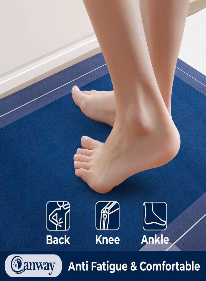 CANWAY Rectangular Kitchen Mat Set of 2 (40×60 & 120×40 cm) - Water Absorbing, Anti-Slip, Waterproof, Washable Floor Mats for Home, Cooking Area & Sink Runner, Blue - Image 5