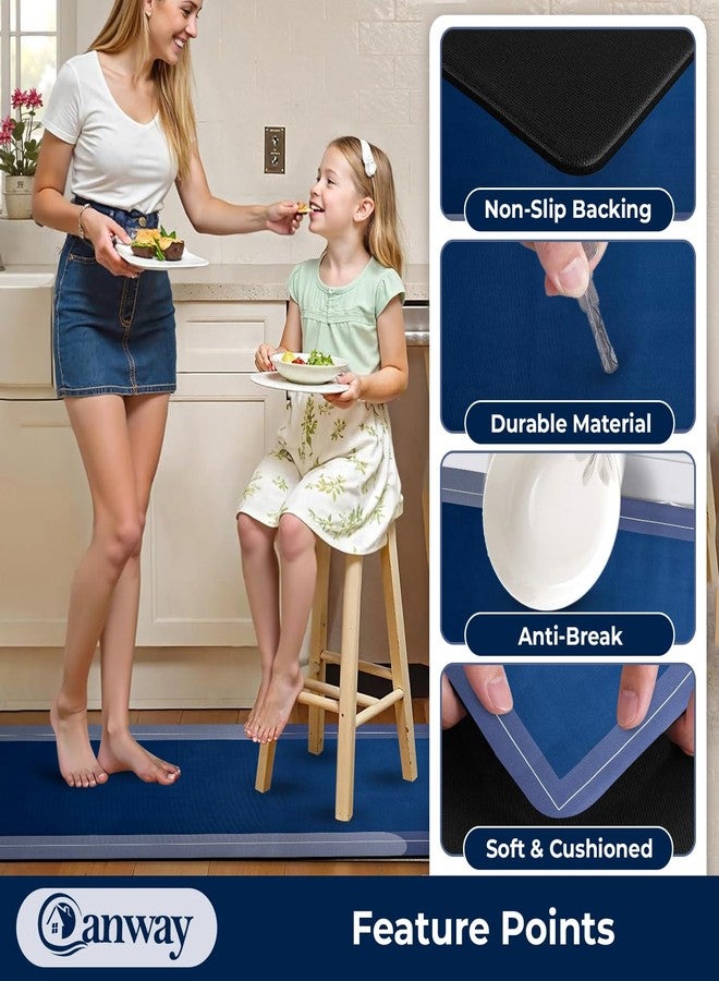 CANWAY Rectangular Kitchen Mat Set of 2 (40×60 & 120×40 cm) - Water Absorbing, Anti-Slip, Waterproof, Washable Floor Mats for Home, Cooking Area & Sink Runner, Blue - Image 3