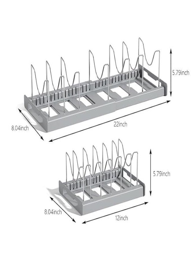 UTRIORIX Pot Rack Pan Holder Rack Kitchen Adaptable Pot Stand Kitchen For Pots And Pans Lid With 7 Easily Adjustable Compartments (White) - Image 2