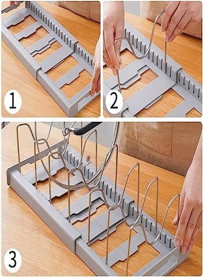 UTRIORIX Pot Rack Pan Holder Rack Kitchen Adaptable Pot Stand Kitchen For Pots And Pans Lid With 7 Easily Adjustable Compartments (White) - Image 3