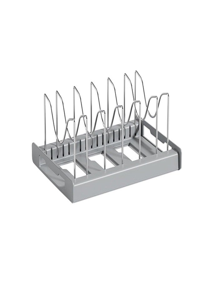 UTRIORIX Pot Rack Pan Holder Rack Kitchen Adaptable Pot Stand Kitchen For Pots And Pans Lid With 7 Easily Adjustable Compartments (White) - Image 1