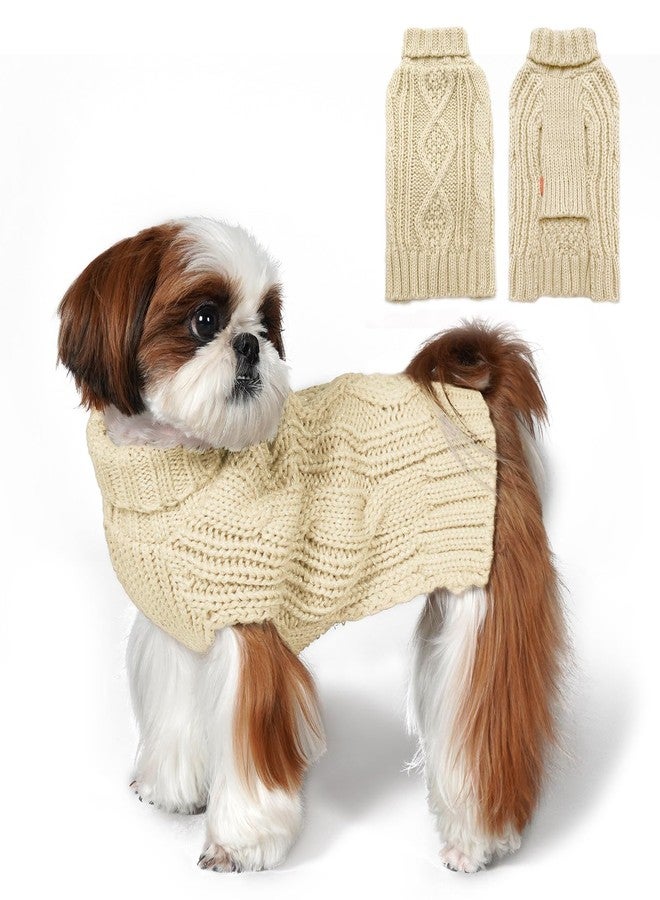 kyeese Dog Sweaters for Small Dogs with Golden Thread Turtleneck Dog Cable Knit - Image 1