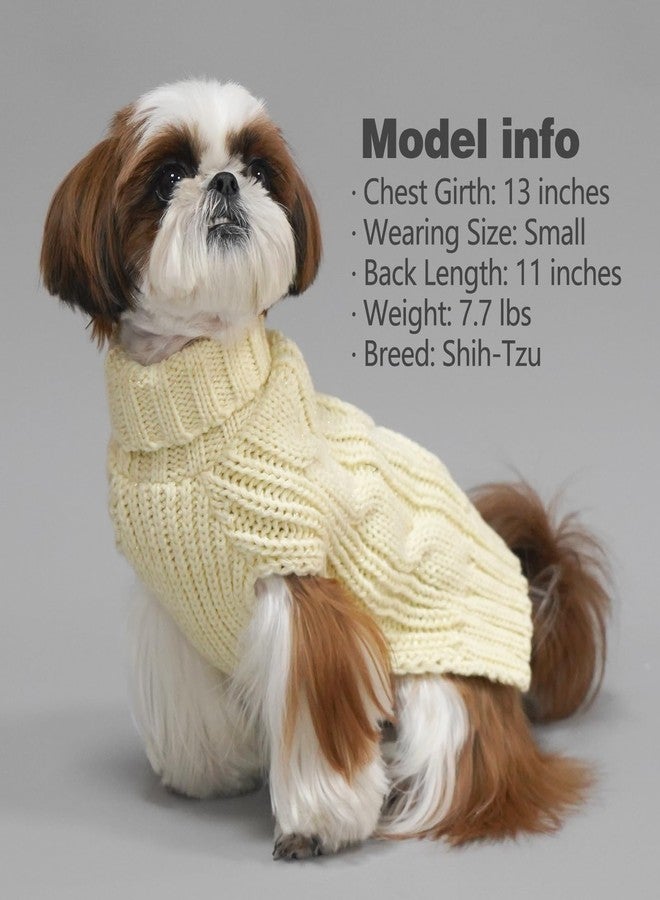 kyeese Dog Sweaters for Small Dogs with Golden Thread Turtleneck Dog Cable Knit - Image 5