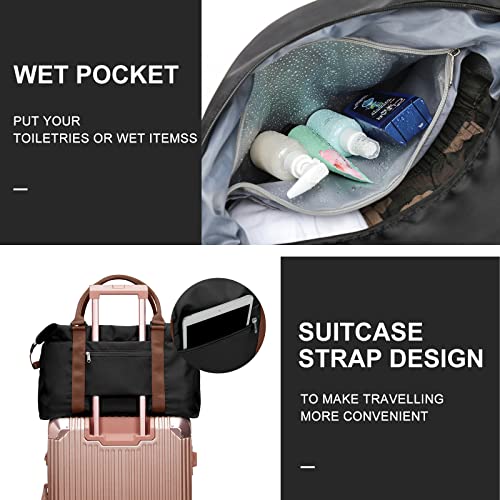 BJLFS Womens travel bags, weekender carry on for women, sports Gym Bag, workout duffel bag, overnight shoulder Bag fit 15.6 inch Laptop (Large, Black) - Image 4
