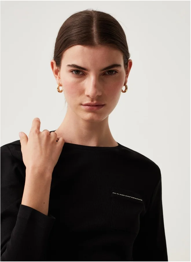 او في اس Ovs Womens Long-Sleeved T-Shirt With Pocket