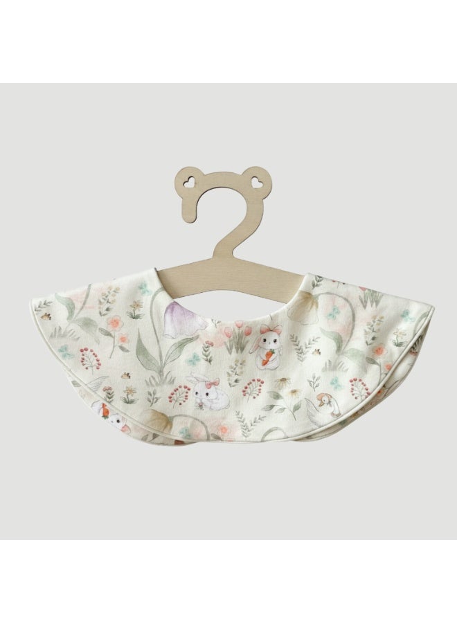 Premium Cotton Baby Bib with Bunny Garden Design - Soft Adjustable Drool Bib, Rolled Edge for Elegant Protection - Image 2