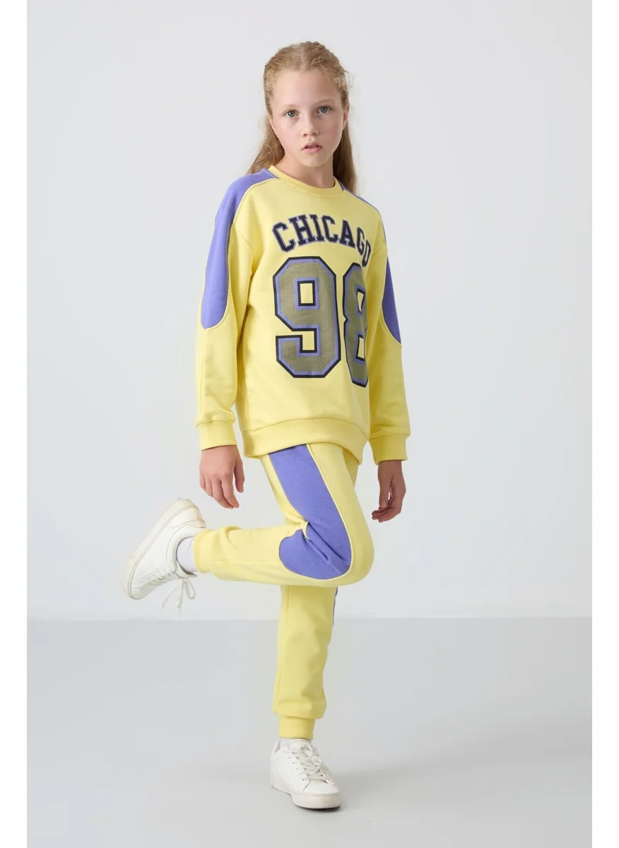 Tommy Life Yellow Cotton Fluffy Soft Texture Standard Fit Printed Girls Tracksuit - 75170
