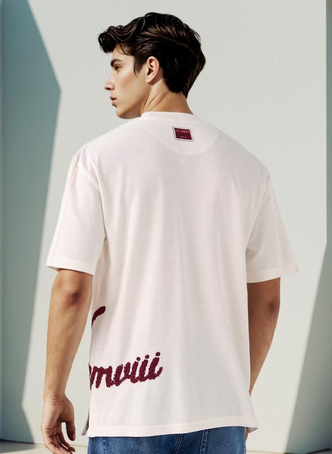 Lee Cooper Uomo T-Shirt Beige Olaz - Maglia Girocollo In Cotone, Manica Corta, Comfort Quotidiano