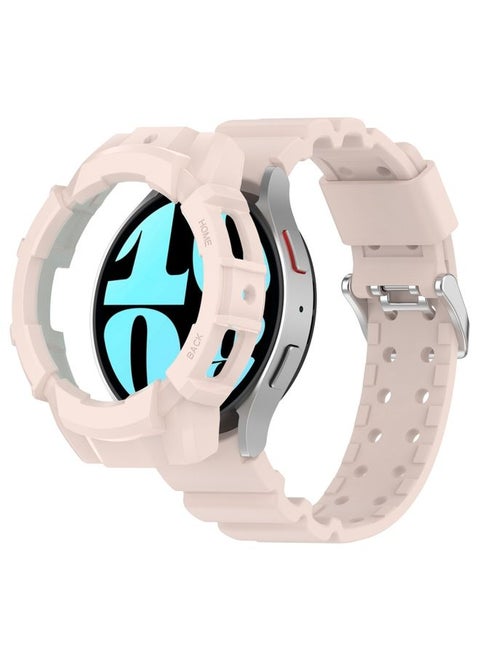 Replacement Strap For Samsung Galaxy Watch 6 40mm Armor Silicone Watch Band + Watch Case Set Pink