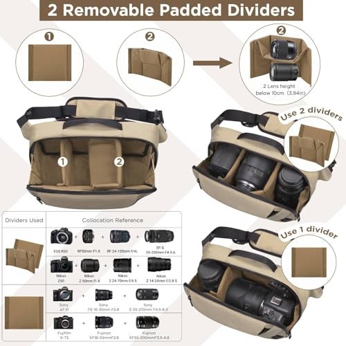 TAAOKA Camera Sling BagWaterproof Camera Case with Tripod HolderLightweight DSLRSLRMirrorless Camera Bags Crossbody for photographersCoffee - Image 3