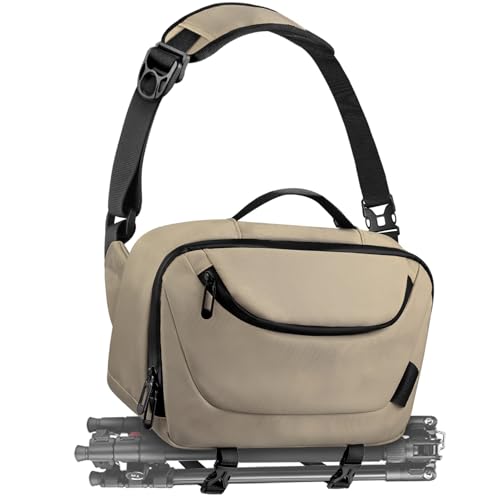 TAAOKA Camera Sling BagWaterproof Camera Case with Tripod HolderLightweight DSLRSLRMirrorless Camera Bags Crossbody for photographersCoffee - Image 1