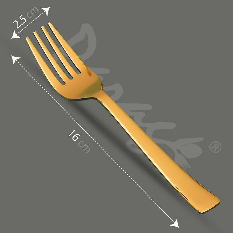 Parage 6 Pieces Stainless Steel Golden Forks Set 16 cm Long Premium Forks Cutlery for Home Kitchen Luxury Dining Tableware Gift for House Warming6 Gold Dinner Forks - Image 3