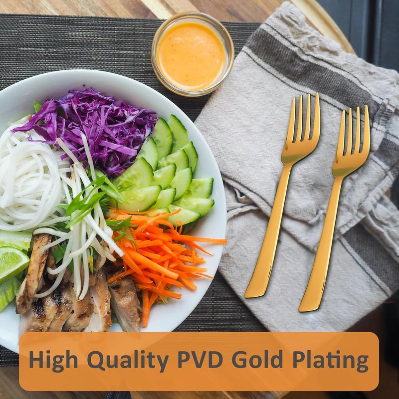 Parage 6 Pieces Stainless Steel Golden Forks Set 16 cm Long Premium Forks Cutlery for Home Kitchen Luxury Dining Tableware Gift for House Warming6 Gold Dinner Forks - Image 5