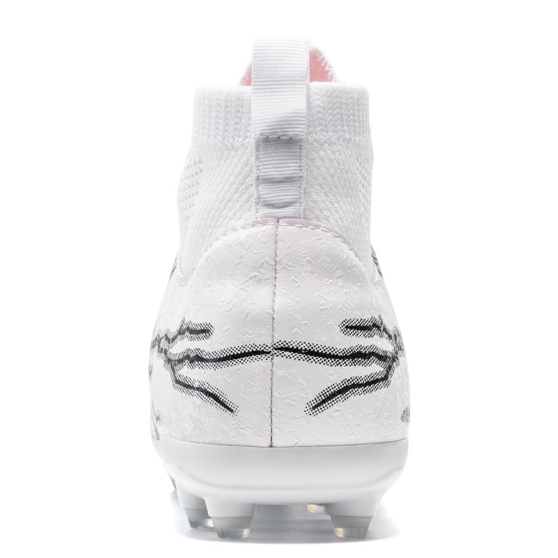 HRJR Men's Soccer Cleats Football Cleats for Unisex-Adult High-Top Spikes Shoes for Youth Big Boys Lightweight Professional Training Turf Outdoor Athletic Sneaker Black 6.5 White 8 - Image 5