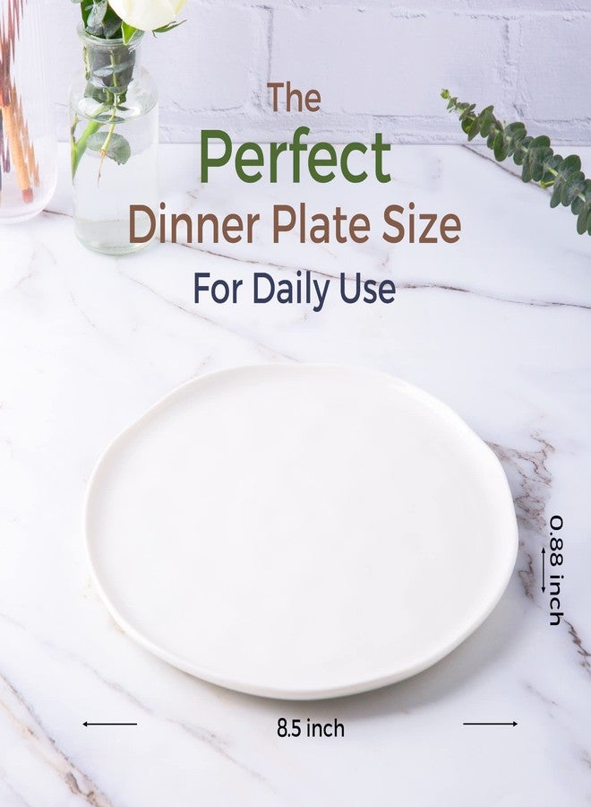 LERATIO Ceramic Plates,8.0 inch Salad Plates Set of 6,Handmade Porcelain Plates for kitchen with Wavy Edge,Microwave & Dishwasher & Oven Safe,Light weight & Scratch Resistant Dishes-White - Image 2