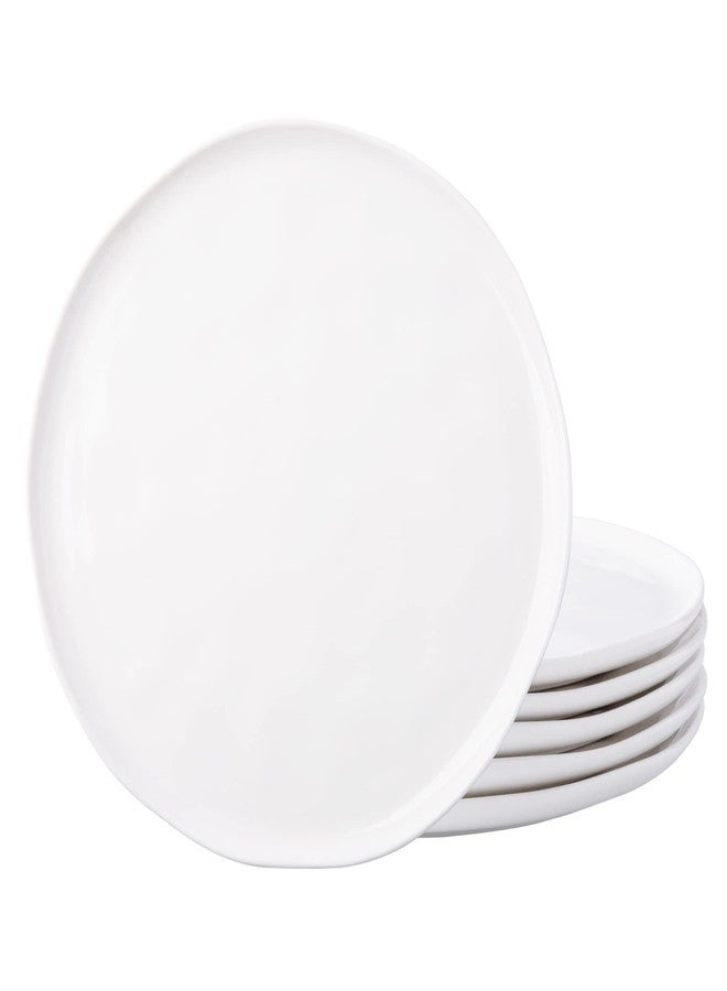 LERATIO Ceramic Plates,8.0 inch Salad Plates Set of 6,Handmade Porcelain Plates for kitchen with Wavy Edge,Microwave & Dishwasher & Oven Safe,Light weight & Scratch Resistant Dishes-White - Image 1